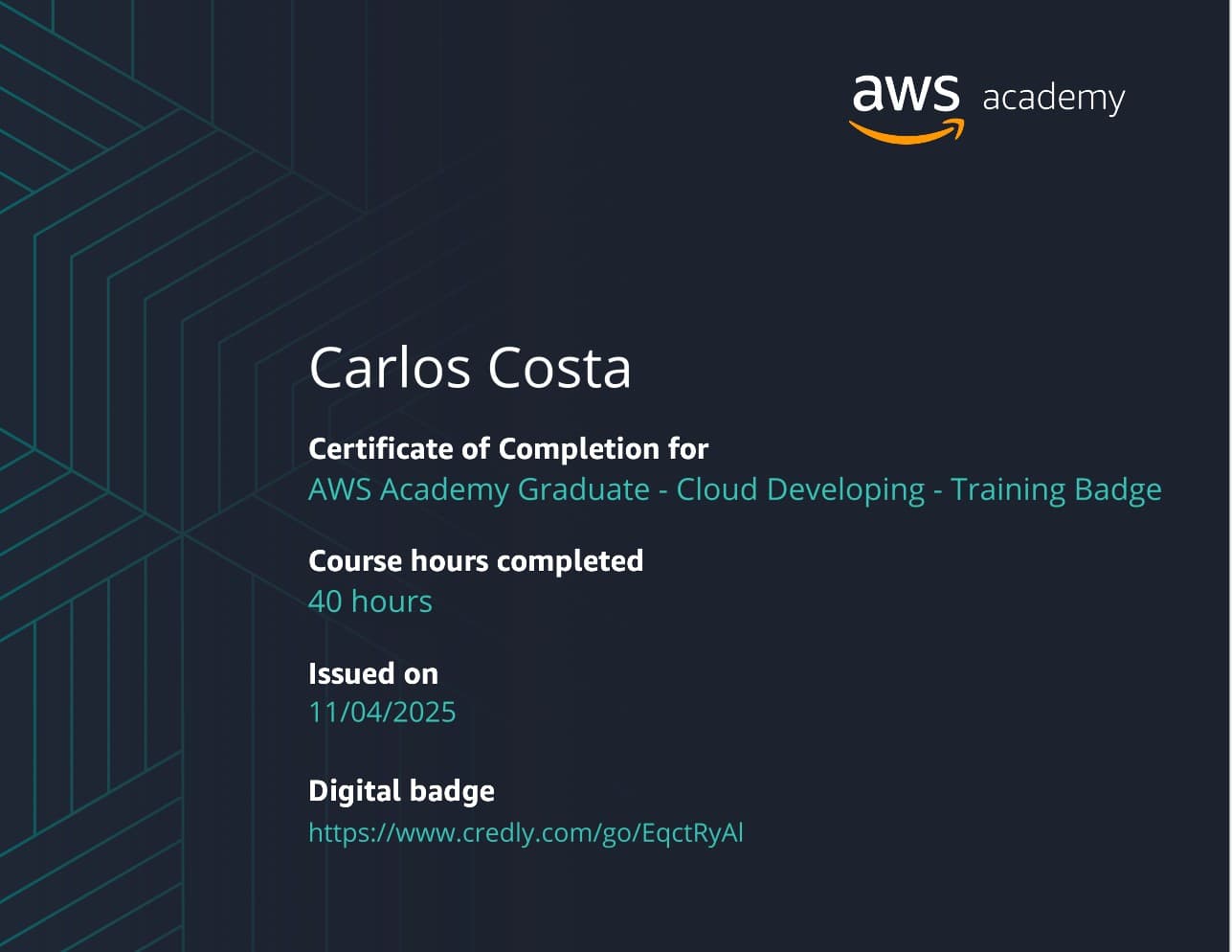 AWS Academy Graduate - Cloud Developing - Training Badge