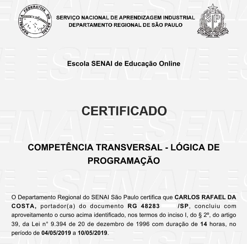 COMPETÊNCIA TRANSVERSAL - LÓGICA DE PROGRAMAÇÃO